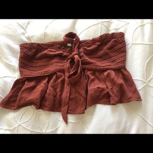 Crochet flowy bandeau crop top